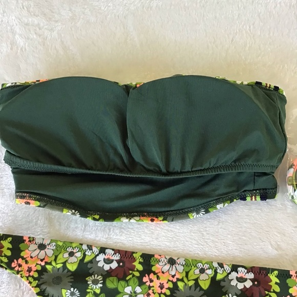Aerie Swim Cheeky Green  Bandeau Bikini Size XS - Picture 5 of 10